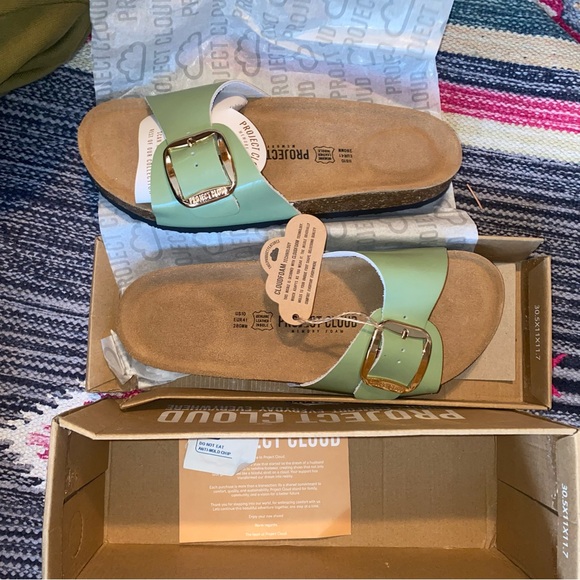 Project Cloud Pistachio Sandals with Shiny Gold Buckle - Picture 4 of 8